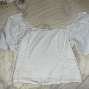 White Puff Sleeve abercrombie and fitch top